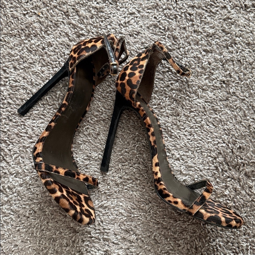 Stuart Weitzman animal cheetah print open toe sandals
